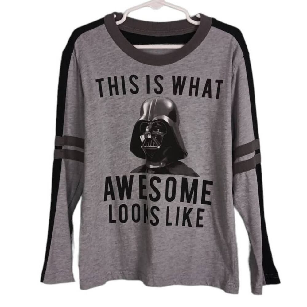 STAR WARS Kids Gray Long Sleeve Shirt Top 5/6‎ "This Is What Awesome Looks Like"
